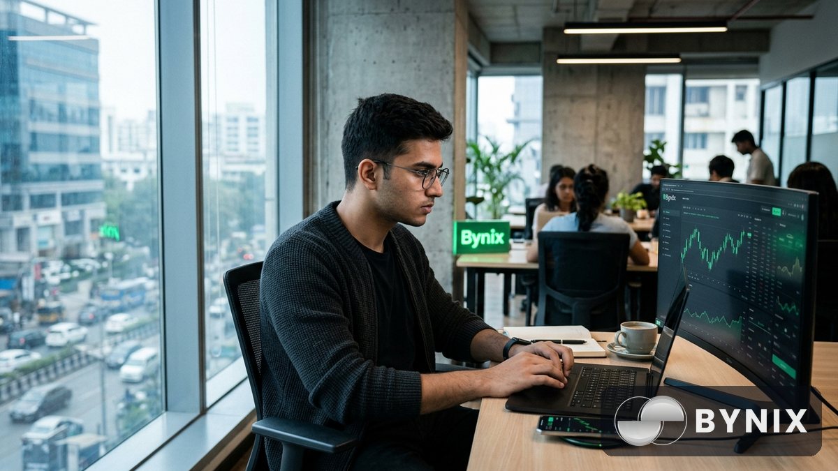 Funded account approval और payout concept को दर्शाता ट्रेडिंग सेटअप