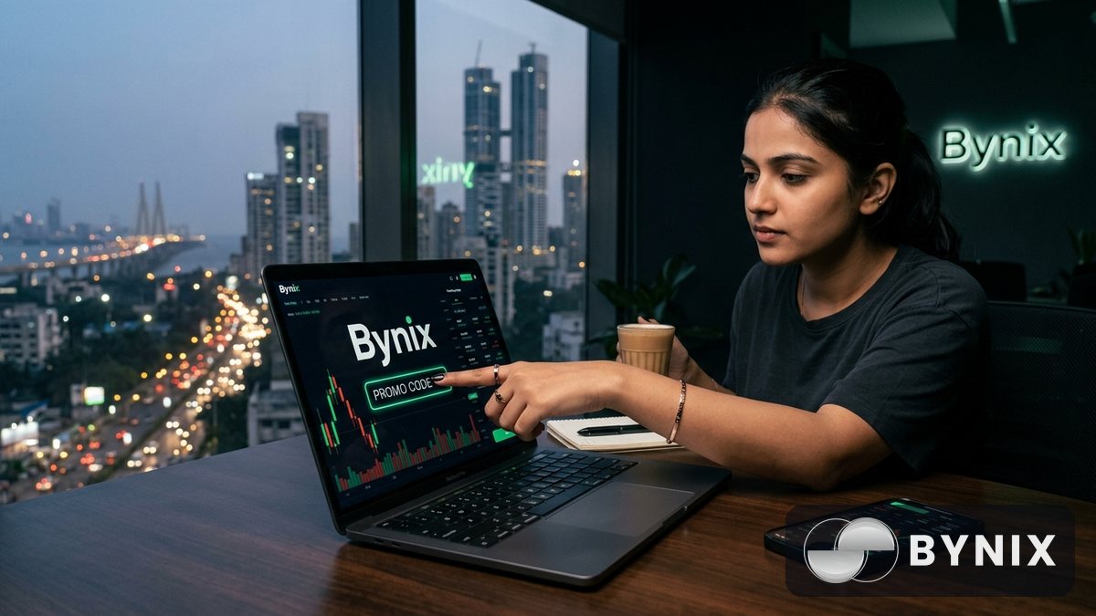 Bynix deposit और bonus समझाता हुआ ट्रेडिंग सेटअप