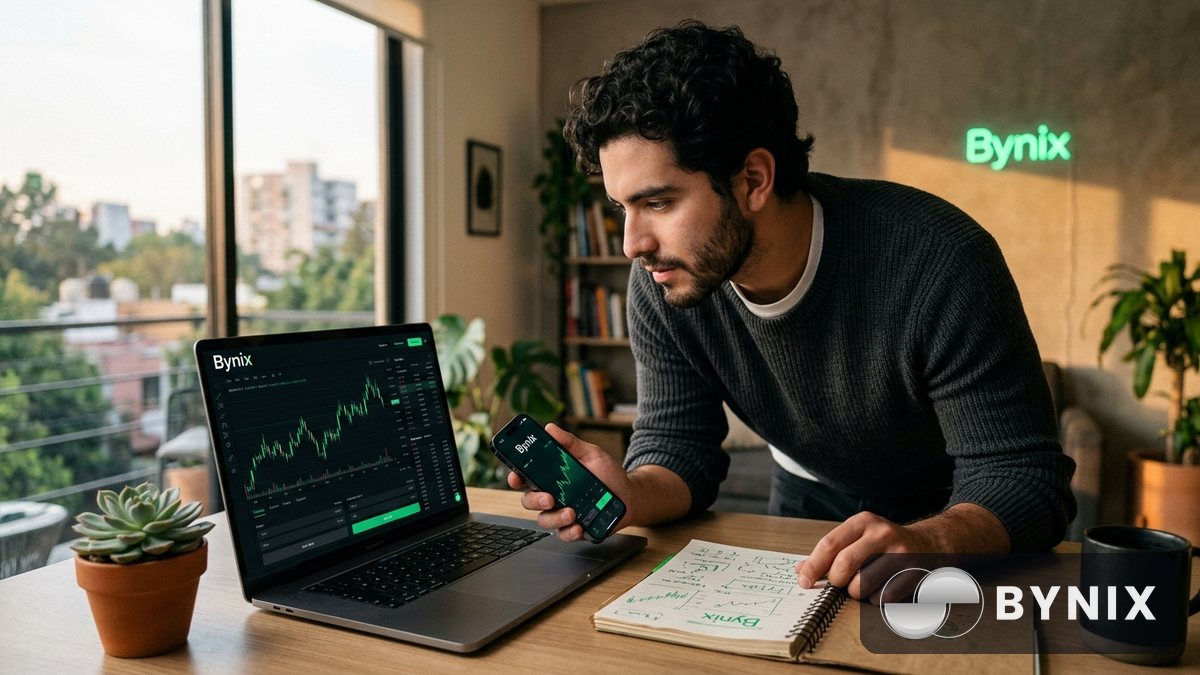 Demo de Bynix en móvil y portátil