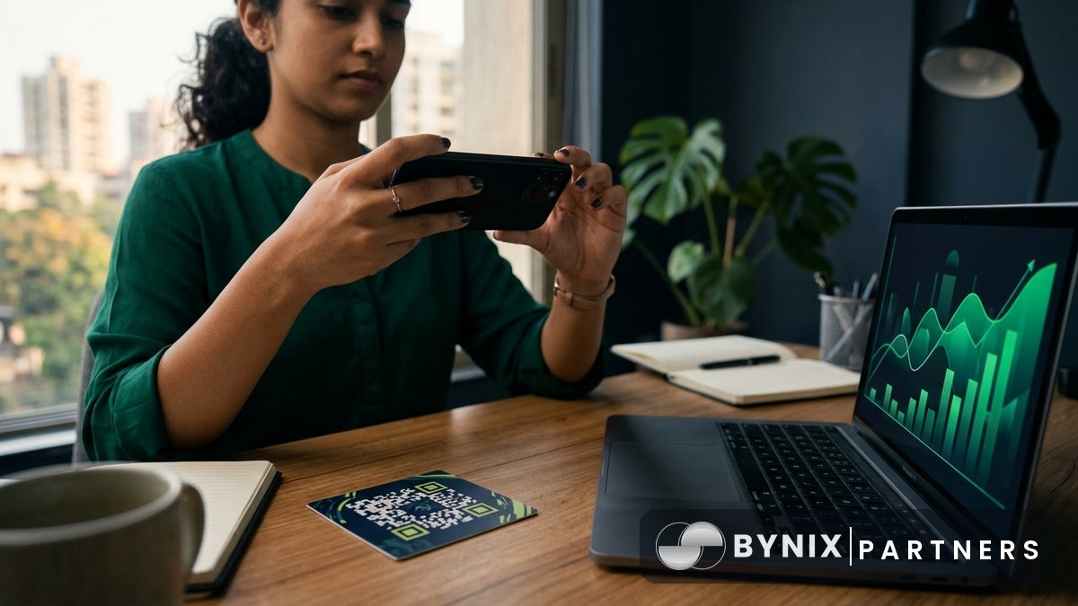 Mobile trader using UPI payment flow after watching a Hindi and English creator review