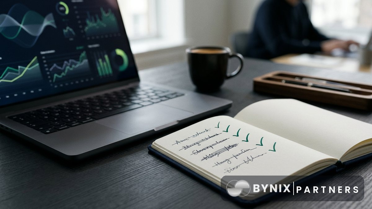 Affiliate marketer reviewing campaign performance and partner links in the Bynix dashboard